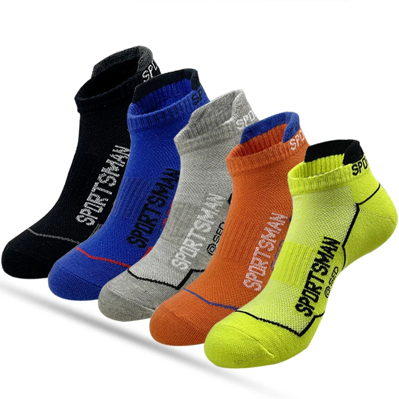 5 pairs thin summer short socks cotton man running sports mesh ankle socks youth Pupil breathable basketball socks men\'s 39-44