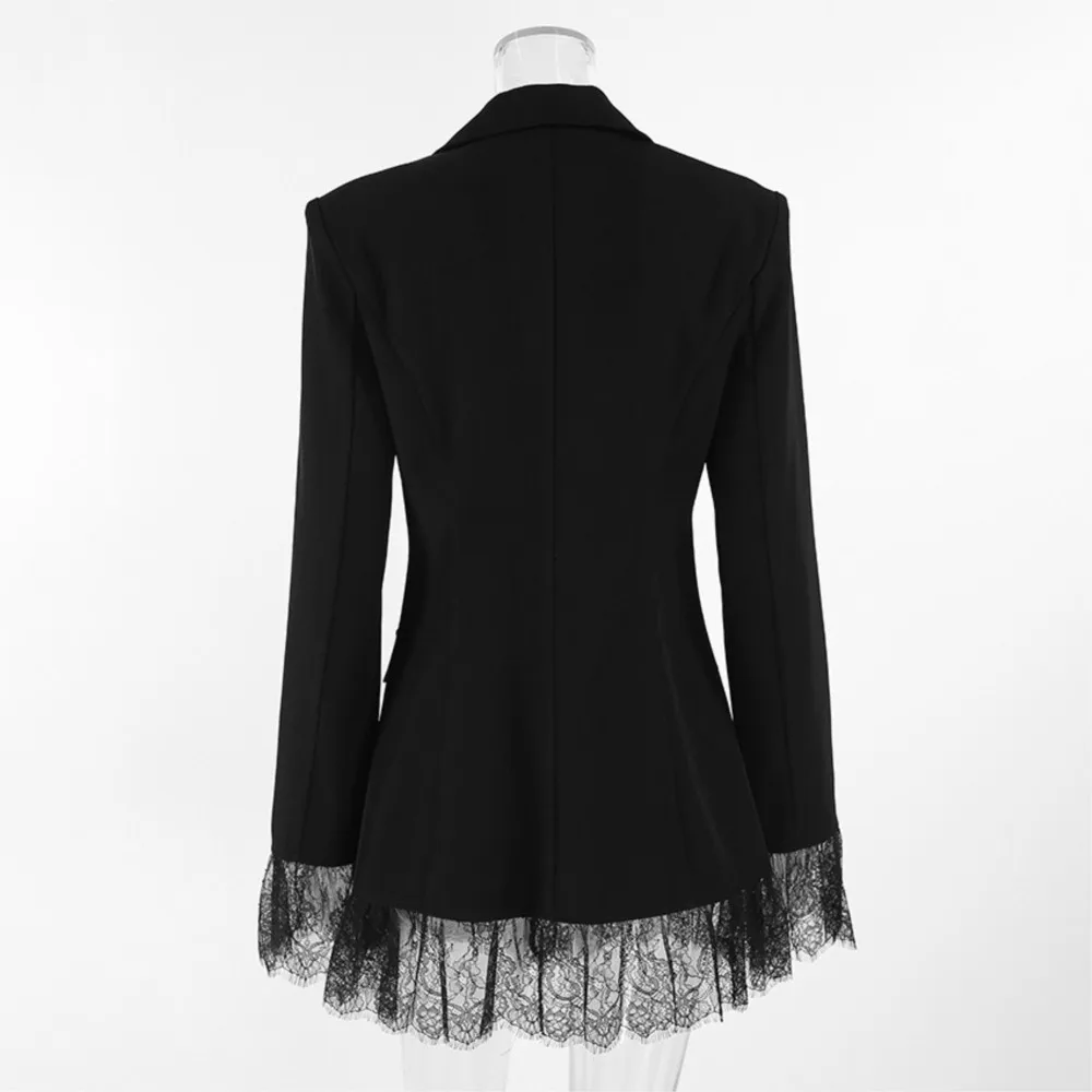 Women's Clothing Blazer Slim Long Sleeve Lace Patchwork Suit Solid Color Coat Temperament Commuting Casual Fashion All-match