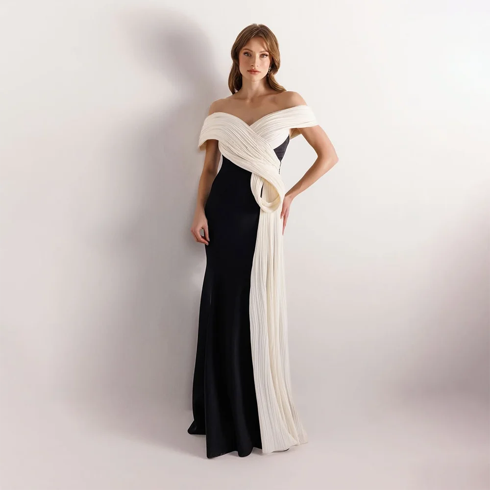 

Elegant Evening Dress Customized Off The Shoulder Contrast Color Evening Gowns for Women 2025 Pleated Mermaid Formal Party Dress