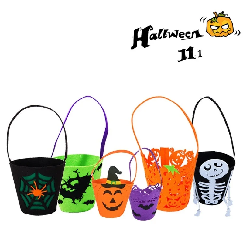 New Halloween Pumpkin bag Smile Ghost Pumpkin Witch Skeleton Halloween Bag Kids Candy Bag Children Adult Wholesale