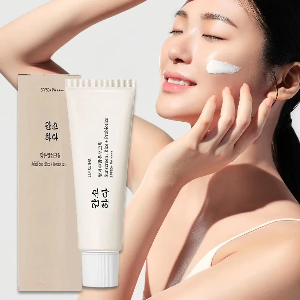 

50 мл SPF50 + рисовый органический солнцезащитный крем, легкий и нежирный солнцезащитный крем для лица с защитой от УФ-лучей