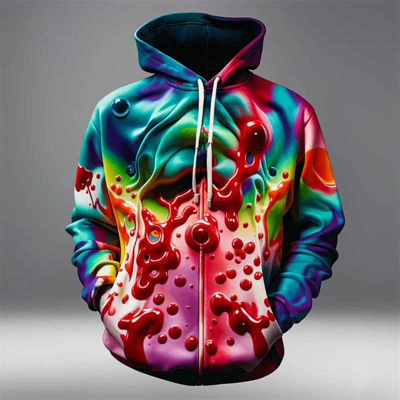 

3D Terror Bloody Printed Hoodie Men Women All Over Print Harajuku Hooded Halloween Street Casual Y2k Tops Mens Designer Clothes