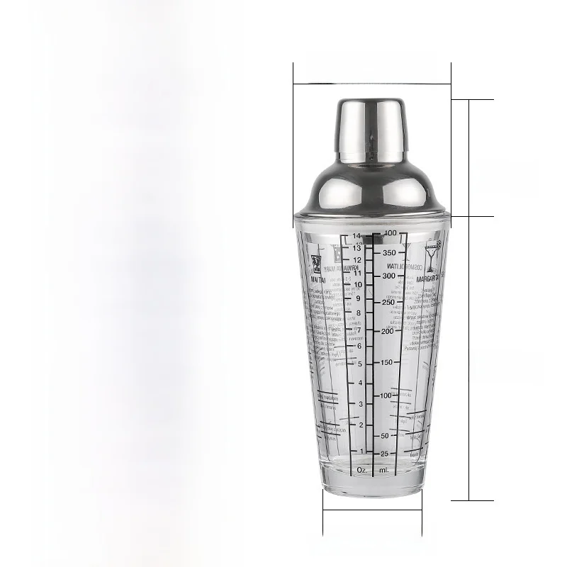 ムズチー-スノーカップ-シェーカーグラス-ステンレス製-カクテルミキサー-目盛り付き-400ml-バーテンディングツール-ミックスドリンク用