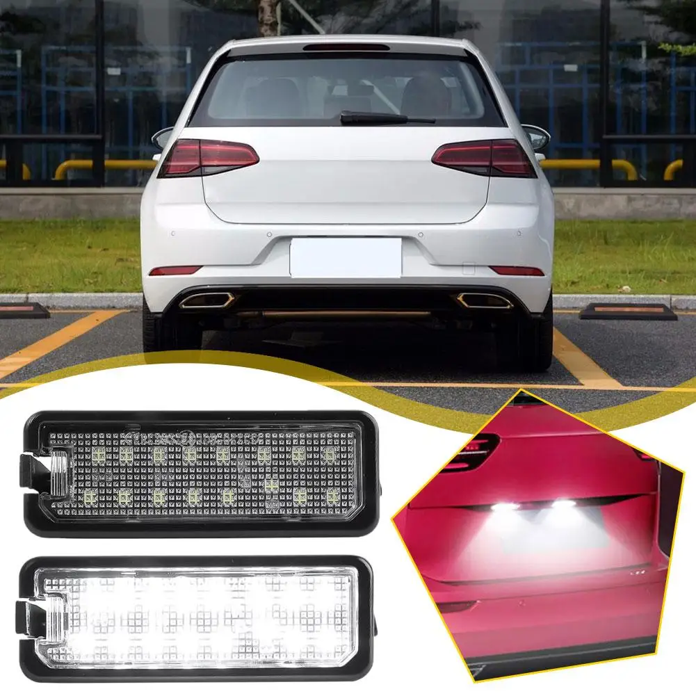 

2Pcs 12V LED Rear License Plate Light Tag Light Lamp Assembly for VW GTI Golf 4 5 6 7 MK4 MK5 MK6 MK7 B7 CC Scirocco L1T4