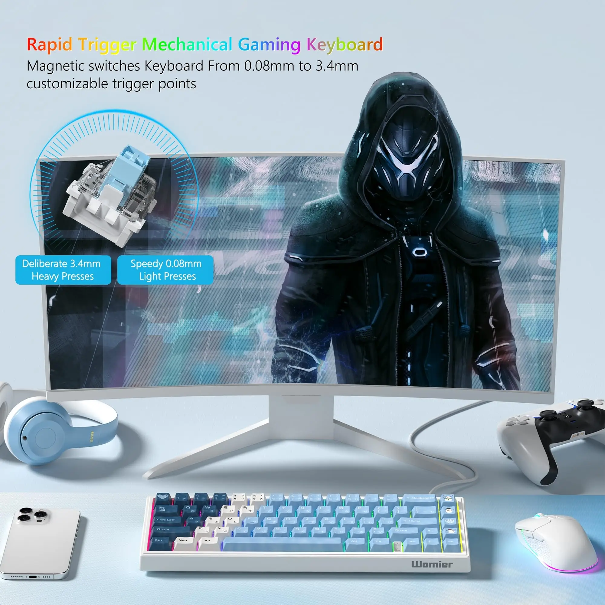 Womier M68 HE V2 Snowman Rapid Trigger Halla Механическая клавиатура Магнитный переключатель Веб-накопитель RGB Проводная клавиатура для Mac Win