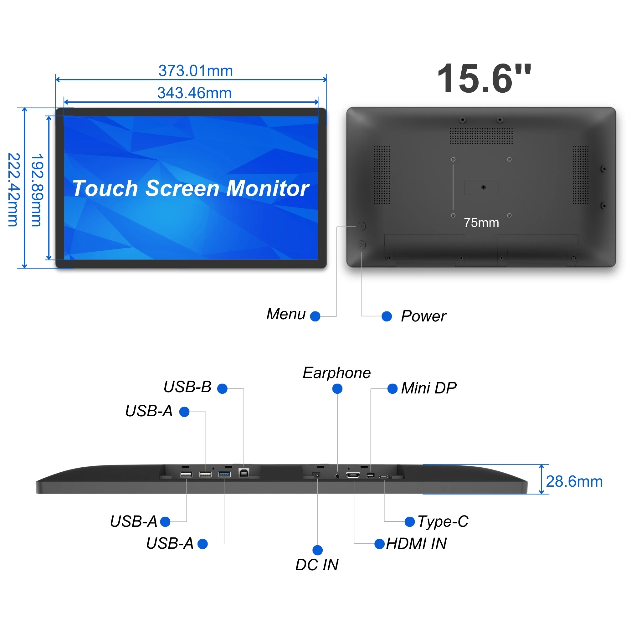 15.6 Inch Touch Screen 400 Nits Sunlight Readable High Brightness Display 15.6