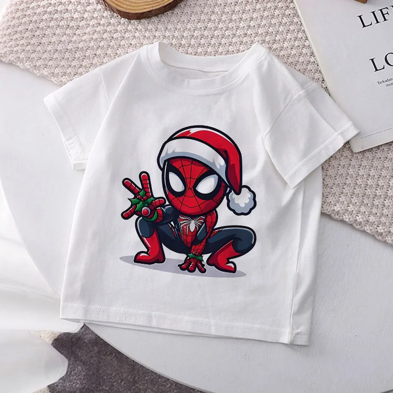 Spider-Man T-shirt Children Marvels Tee Shirt for Girl Casual Clothes Kawaii Cartoons Anime Kid Boy Short Sleeve Fashion Tops