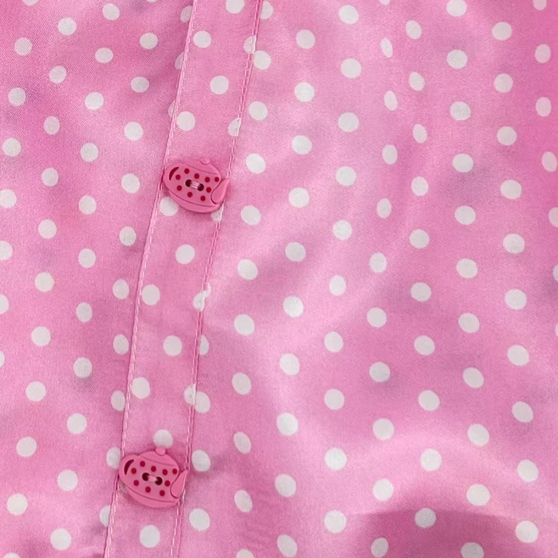 Original Design Pink Polka Dot Elastic Waist Fake Two-Piece Women's Trousers Autumn Winter Sweet Versatile Skirt Pants Ladies