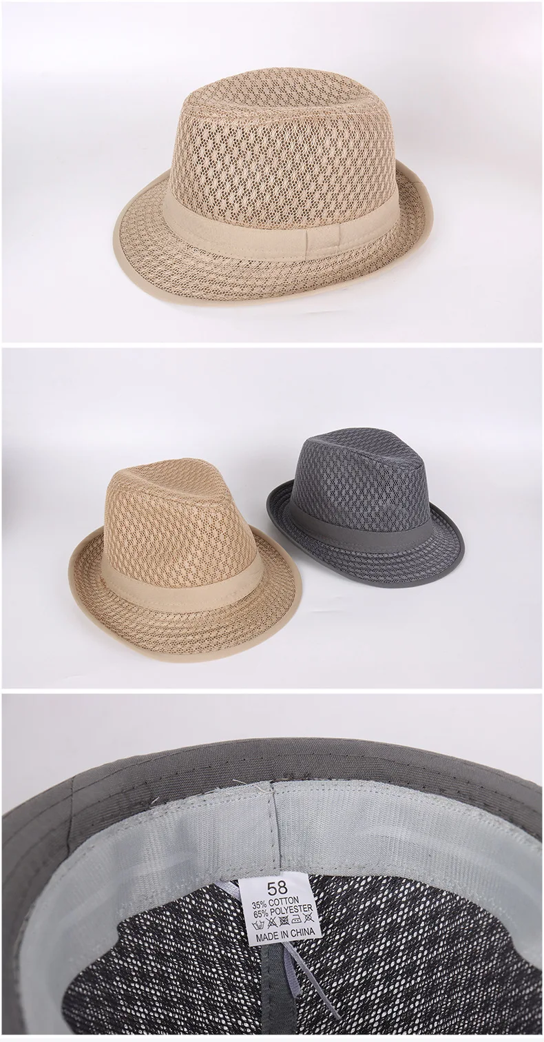 Sommer Mesh atmungsaktives Material Männer Fedoras Erwachsenen Bowler Hüte klassische Version Chapeau Hüte – Detail 6