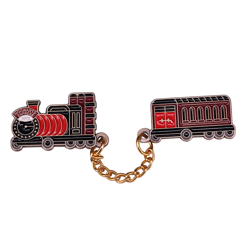 Wizarding World Magical Express Train Brooch with Chain Witchcraft Wizardry Literature Bookworm Badge Backpack Direction