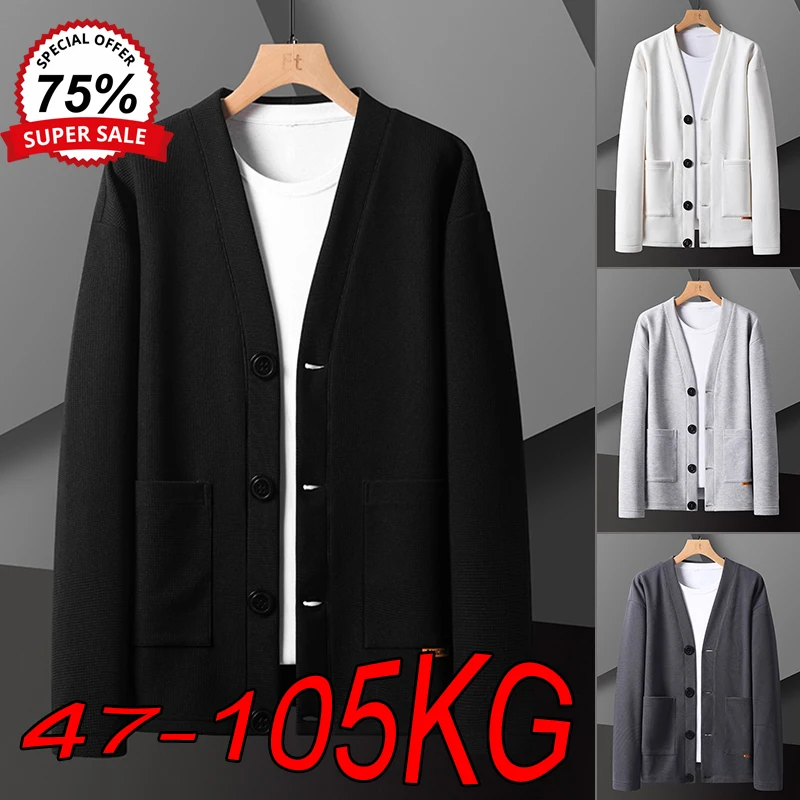 [Limited Offer] Men's Long-sleeved Sweatshirts Plus Size 4XL 5XL Spring Autumn Casual Loose Slim Cardigan Thin Solid Color Coats