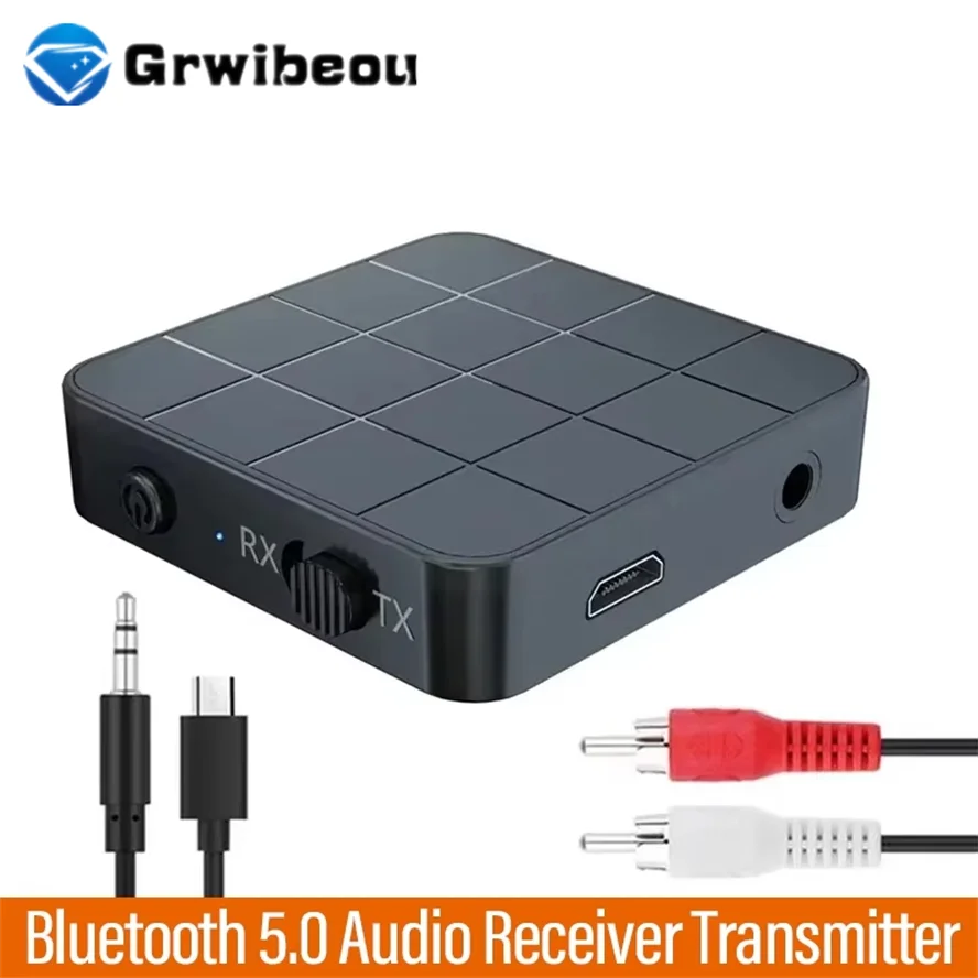 Bluetooth 5.0 Audio Receiver Transmitter 2 IN 1 RCA 3.5MM AUX Jack USB Dongle Stereo Wireless Adapters For Car TV PC Headphone