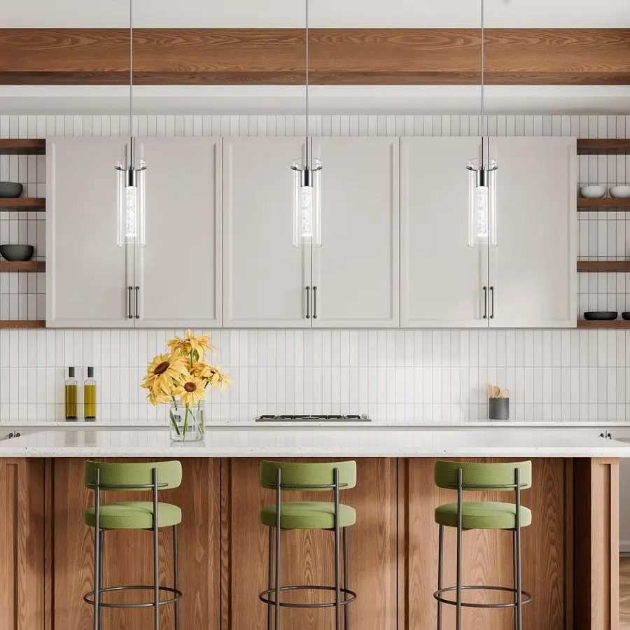 تركيبات إضاءة السقف، إضاءة المطبخ LED أضواء قلادة كريستالية جزيرة المطبخ، 1 ضوء متكامل للمطبخ معلقة #4