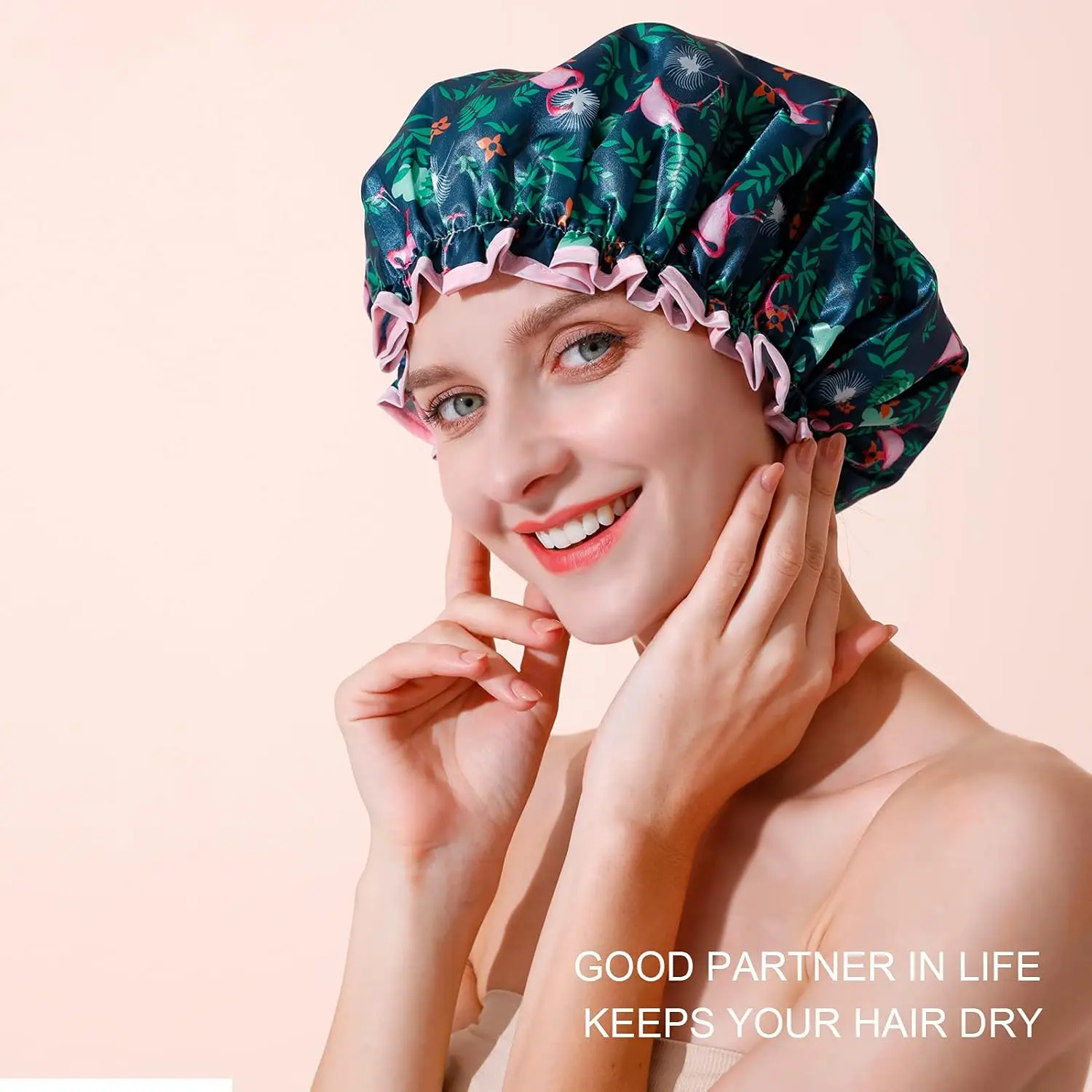 Doccia, cuffie da bagno riutilizzabili per capelli lunghi da donna, protezione per capelli per cappello da doccia da bagno impermeabile a doppio strato per ragazze e uomini