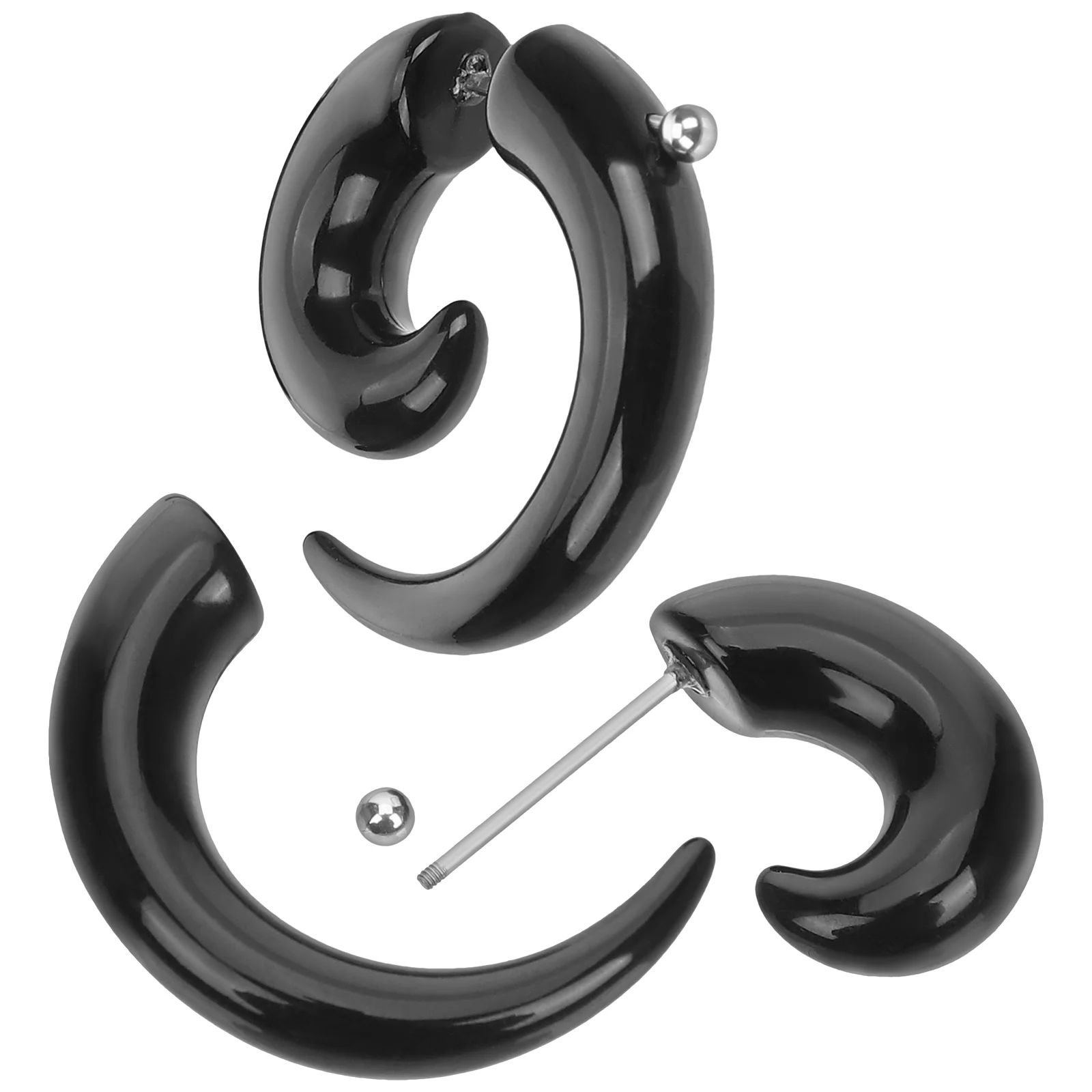 

2Pcs Horn Claw Earrings Punk Round Spiral Hypoallergenic Earrings for Women Men Fashion Party Accessories Unique Jewelry