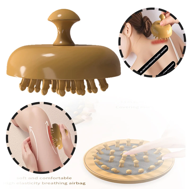 

Многофункциональная массажная расческа из полипропилена + дерева, массажер для головы, натурального дерева, круглый зуб, гуаша, скребковый массажер для тела