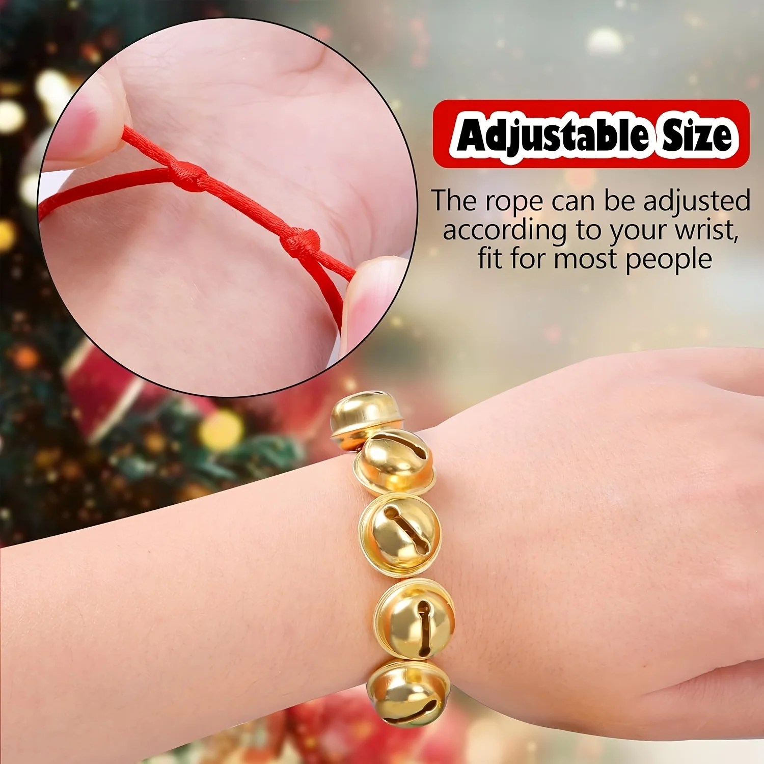 Classic Adjustable Bracelets Set - Metal Christmas Bells for Holiday Stocking Stuffers, Fun Gifts, and Gift Bag Fillers