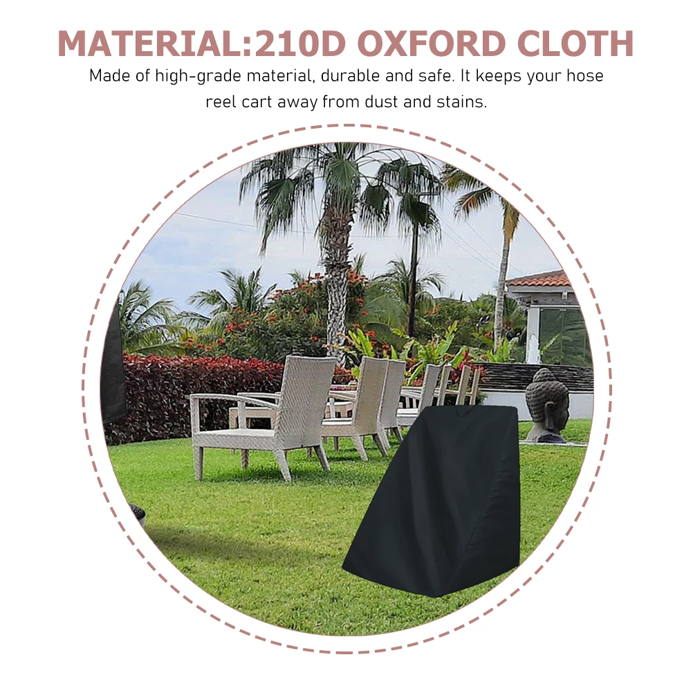 

Garden Hose Reel Cart Cover Waterproof 210D Oxford Cloth Black Outdoor Patio Dustproof Foldable Long Use