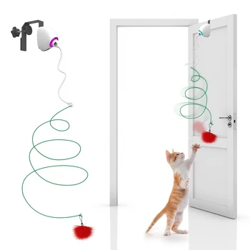 Hanging cat toy interactive automatic teaser cats string toys hanging door kitten play toy random swing cat catching rods