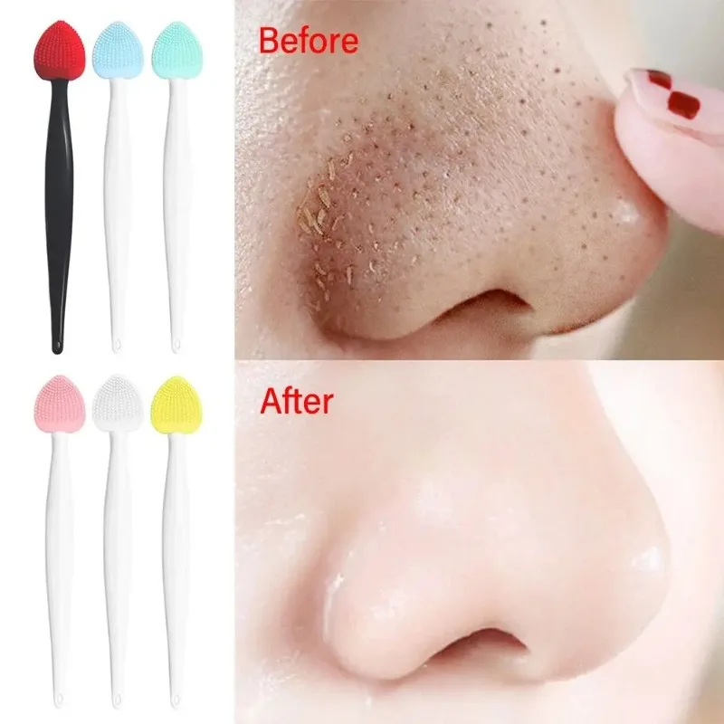 Silicone for Dark Lips Nose Double-Sided Brush Lip Scrub Brush Lip Lightening Lip Exfoliator Brush Exfoliator Tool