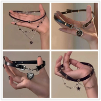 Kpop Y2K Goth Harajuku Vintage Cute Star Heart Choker Necklace Egirl Aesthetic 2000s EMO Grunge Jewelry Accessories