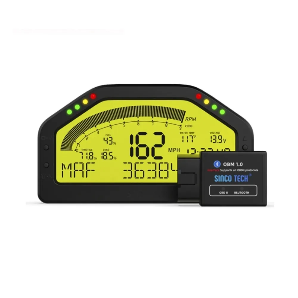DO903 Multi-Function Race Dash Panels LCD Display Dashboard OBDll 9V–16V Bluetooth Connection Racing Gauge 9 in 1