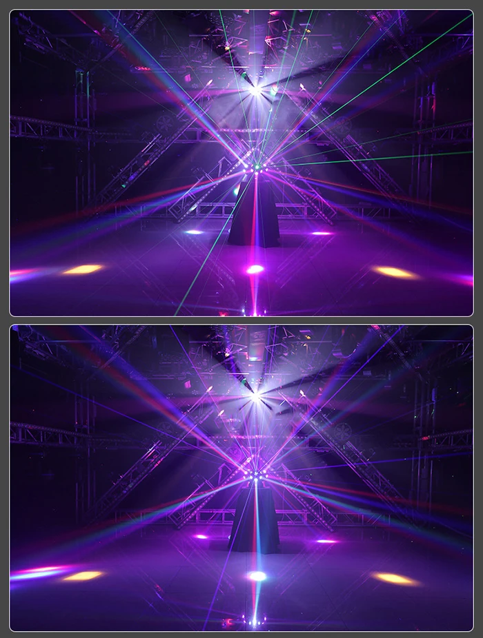 Dreiköpfiges rotierendes bewegliches Kopflicht, 18 x 10 W, KTV-Tanzsaal, Bar, Bühne, Disco, 3 Armrollen, stroboskopische Weihnachtslaserlichter – Detail 8