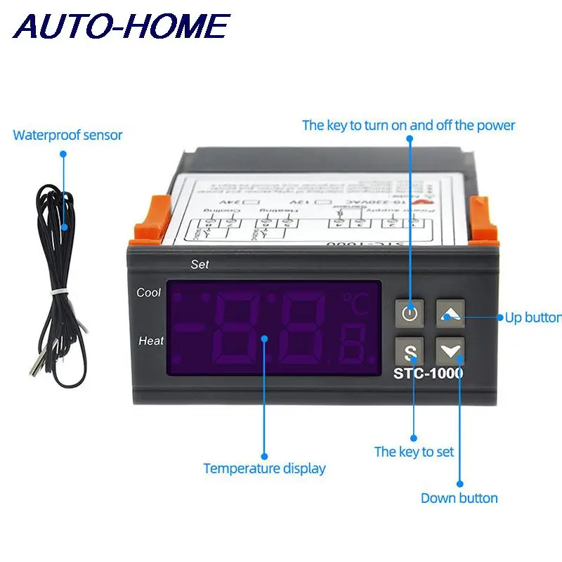 STC-1000 LED Digital Thermostat for Incubator Temperature Controller Thermoregulator Relay Heating Cooling DC12V 24V AC110-220V