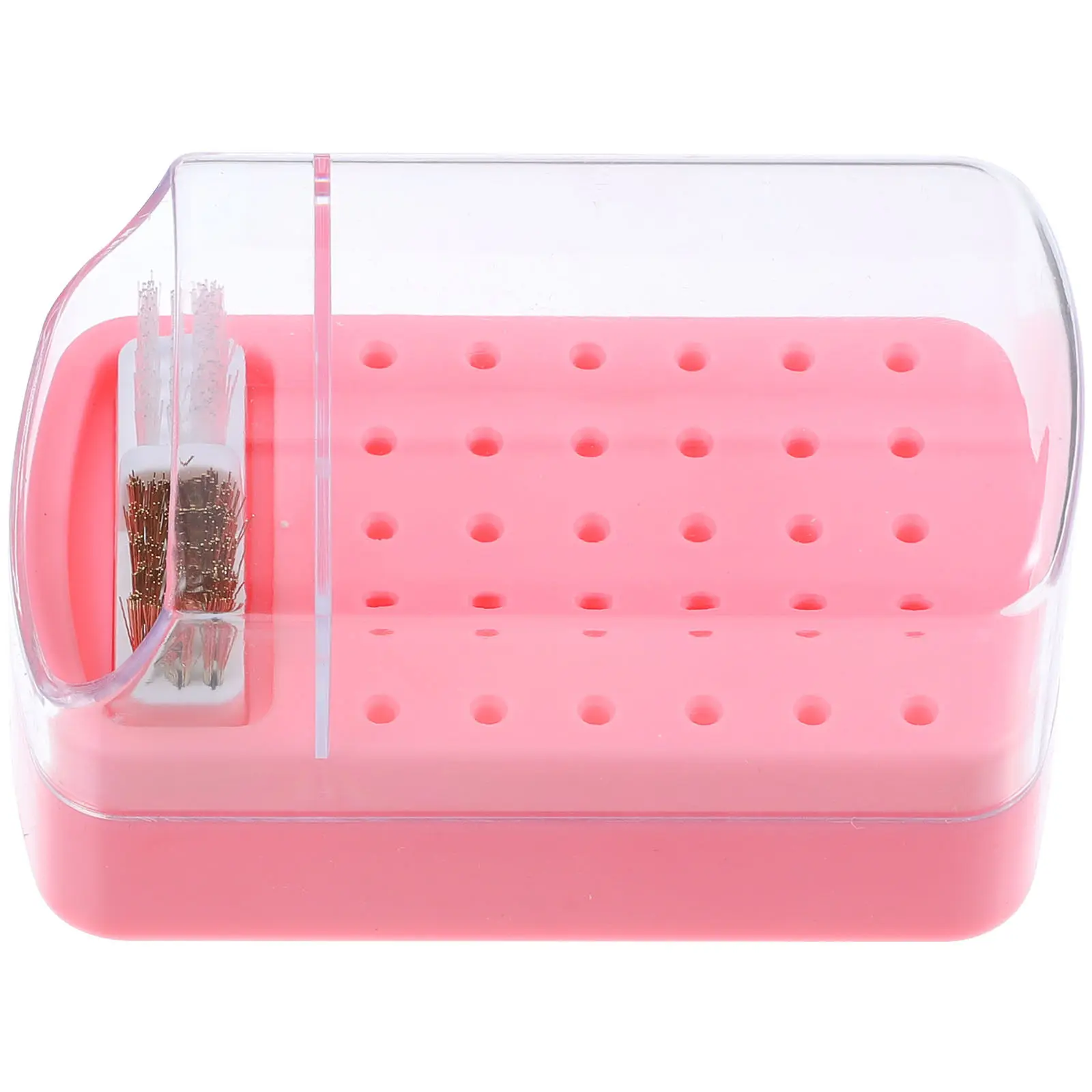 

Nail Drill Bits Storage Box Clear 30 Holes Nail Drill Bits Organizer Manicure Tool Display Cleaning Case Salon Home Use