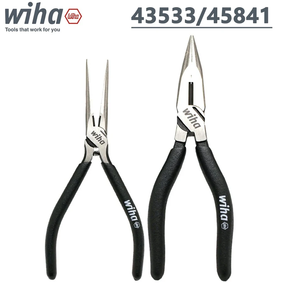 WIHA 43533 45841 6 Inch Snip Nose Pliers Long Nose Pliers  Wire Cutter Needle Nose Pliers Electrician Repair Tool Black Forest