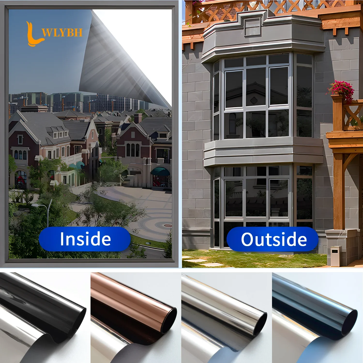 

Window Privacy Film Anti Look Vinyl Glass Screen Foil Anti Heat Tint Mirror Stickers Rolls Non Adhesive UV Protection House Tool