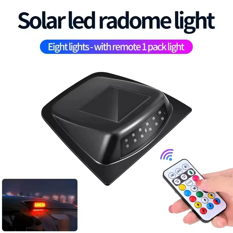 Solar-powered Car Decorativ Cover Light Anti-collision Navigation Light Caution Indicator With Remote Control Car Accessories
