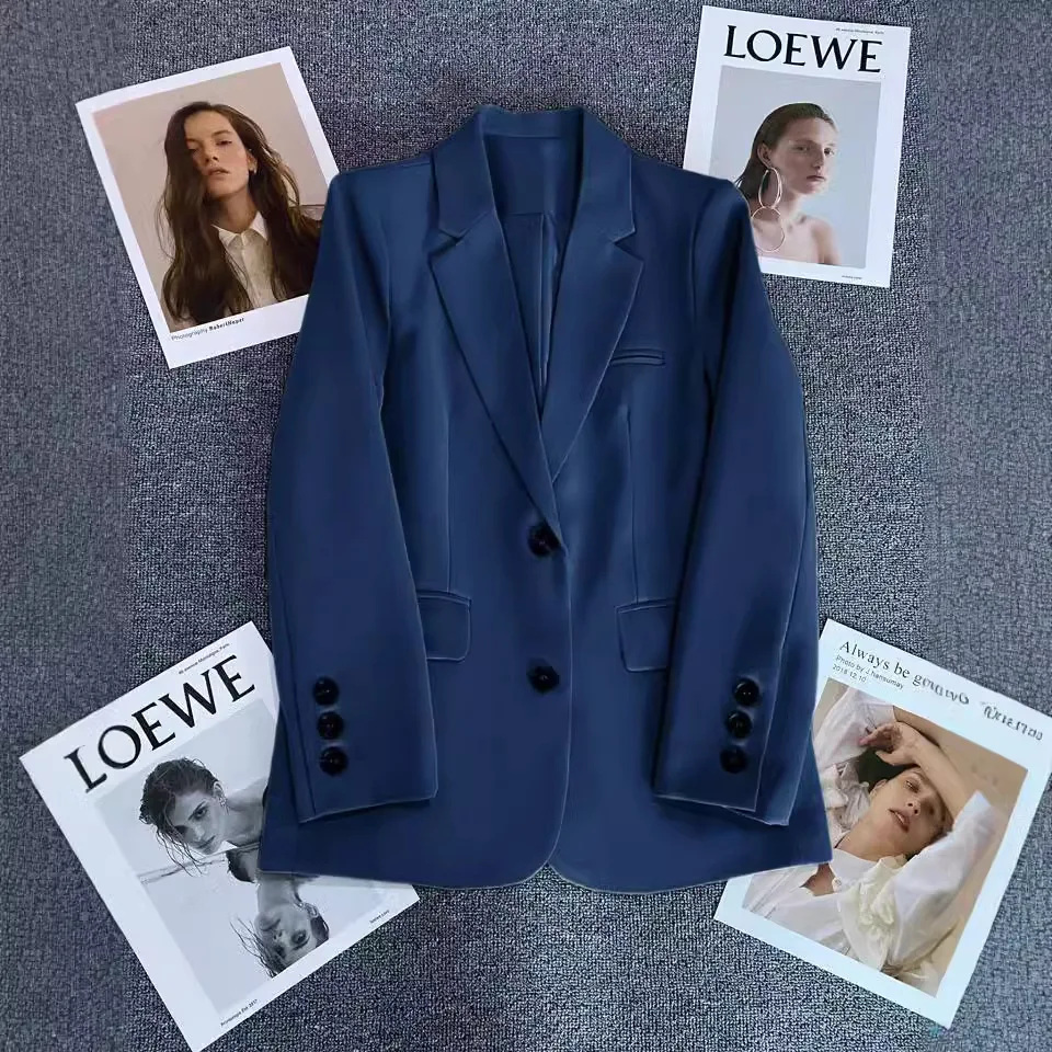 Spring Autumn Women Blazer  Black White Blazers Ladies Business Work Wear Long Sleeve Single Button Formal Female Jacket 3XL