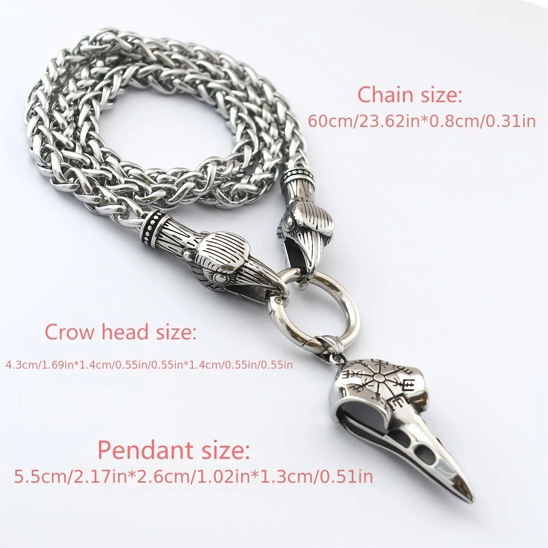 New High Quality Viking Crown Dragon Chain Necklace - Nordic Mythology Skull Pendant with Viking Compass - Men's Amulet Jewelry