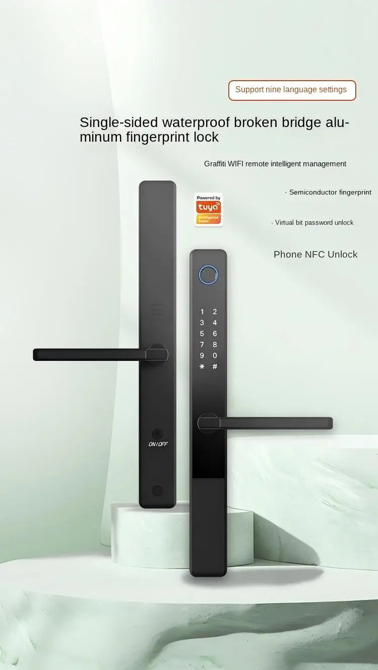 Waterproof Smart Lock for Aluminum Narrow Frame Doors - IP65, Fingerprint/APP Control