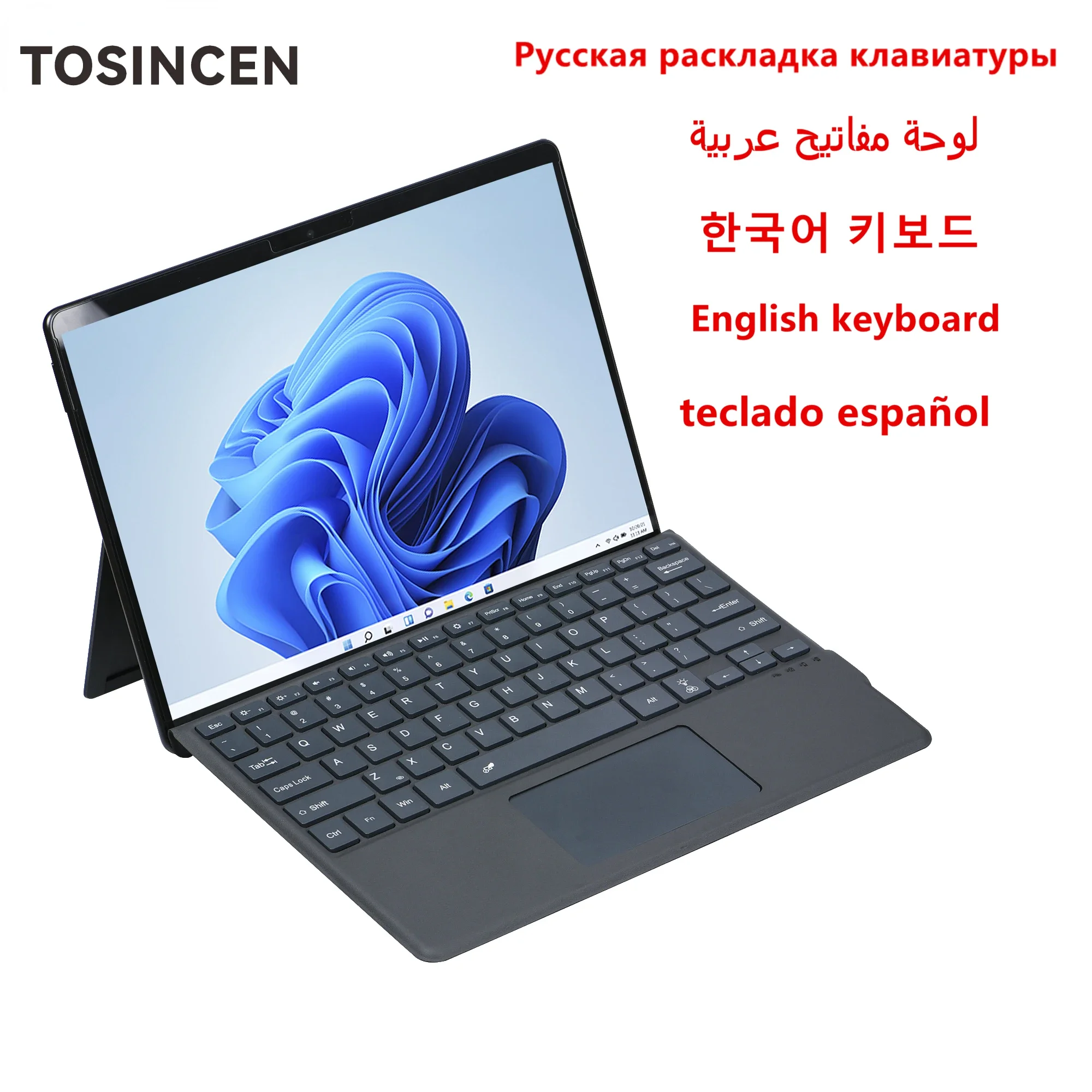 7 RGB Backlit Trackpad Wireless Teclado Keyboard for Microsoft Surface Pro 9/8/X for Surface Pro 3 4 5 6 7 Go 1 2 3 Keyboard