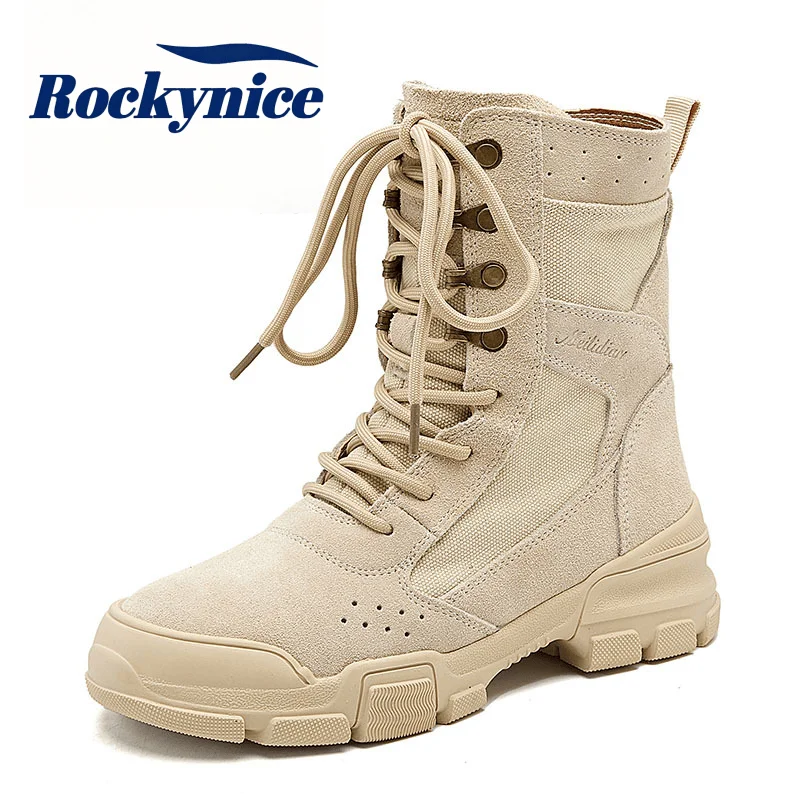Women's Short Boots 2026 Autumn Thick Soled Suede Tactical Workwear Boots Outdoor Hiking and Mountaineering Shoes for Women 4CM