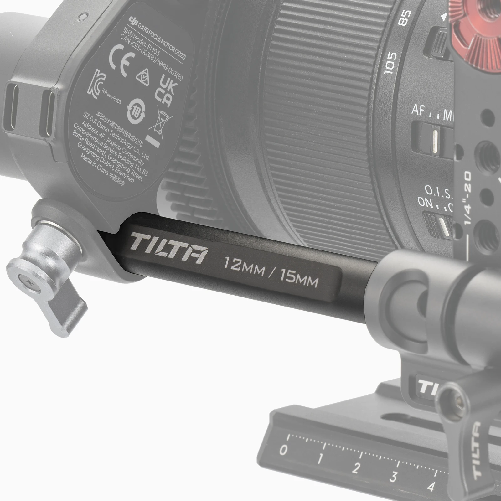TILTA TA-15R-12R-B 15mm a 12mm Adaptador de haste DJI 12cm /20cm preto para o motor DJI Follow Focus
