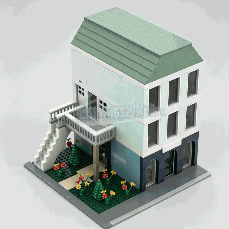 1552PCS MOC Modular Grocery Store Park Restaurant Street View Model Custom Puzzle Building Blocks Architecture DIY Assembly Toy
