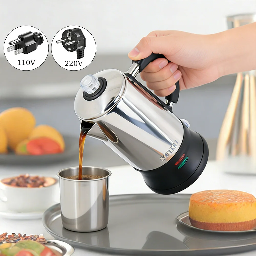 

Electric Coffee Pot Stainless Steel Coffee Kettle 110V 220V Quick Brew Heating Boiler Portable Water Kettle for Home Office Trav
