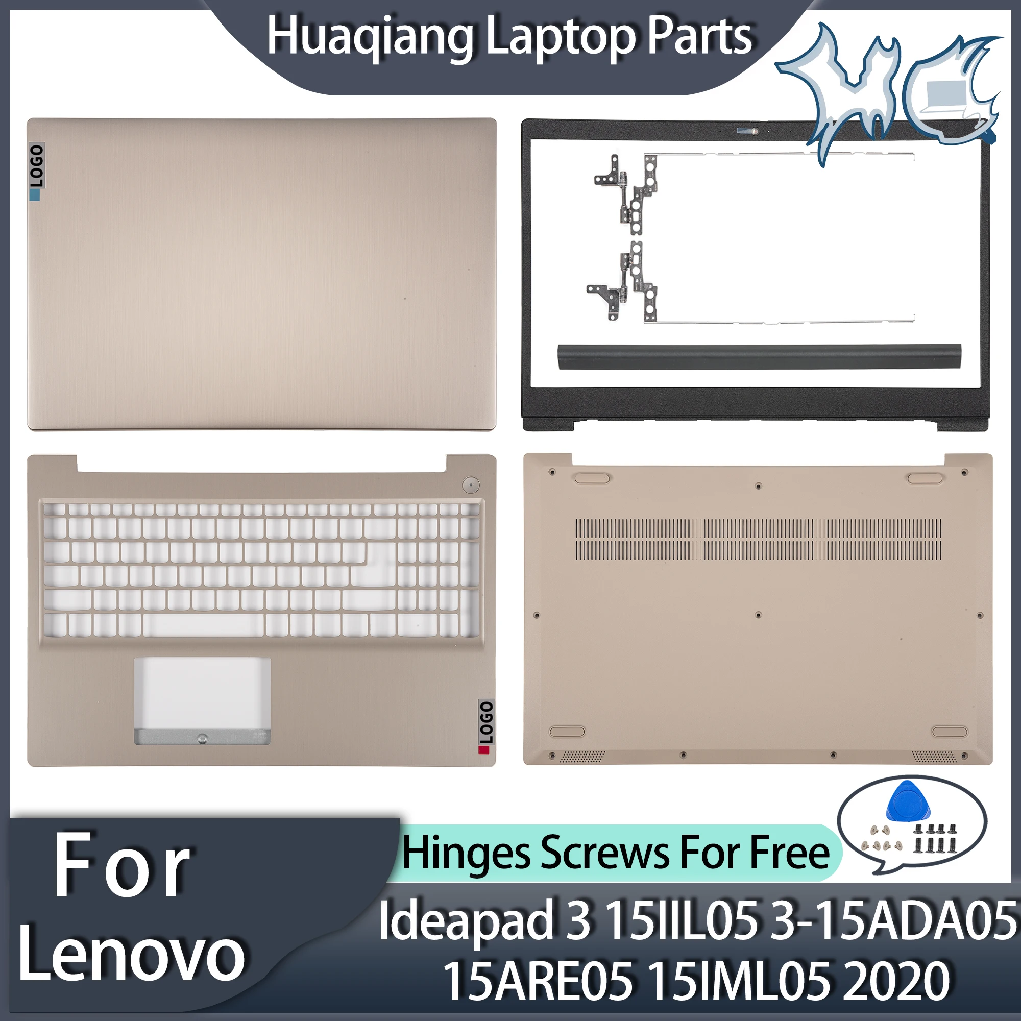 

Корпус для ноутбука Lenovo Ideapad 3 15IIL05 15ARE05 3-15ADA05 15IML05 15ITL05 2020, задняя крышка ЖК-дисплея, нижние петли, золотой