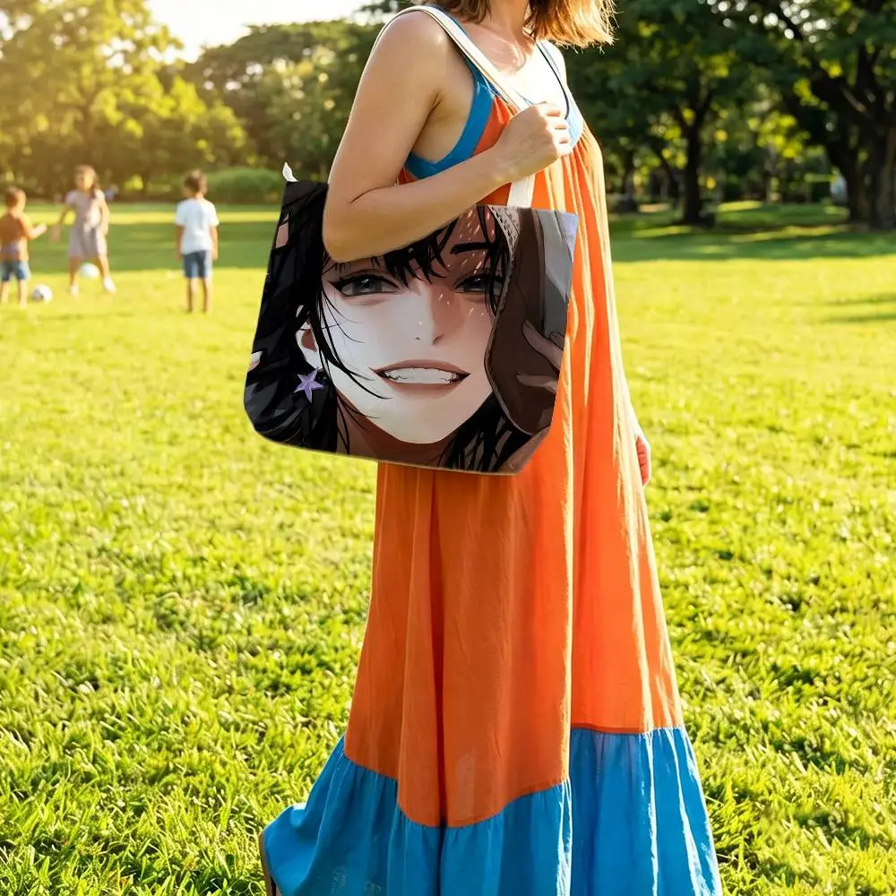Han S-Sooyoung O-Omniscient Reader ORV Large Capacity Cotton Polyester Shoulder Tote Bag Zipper Handbag for Shopping Daily