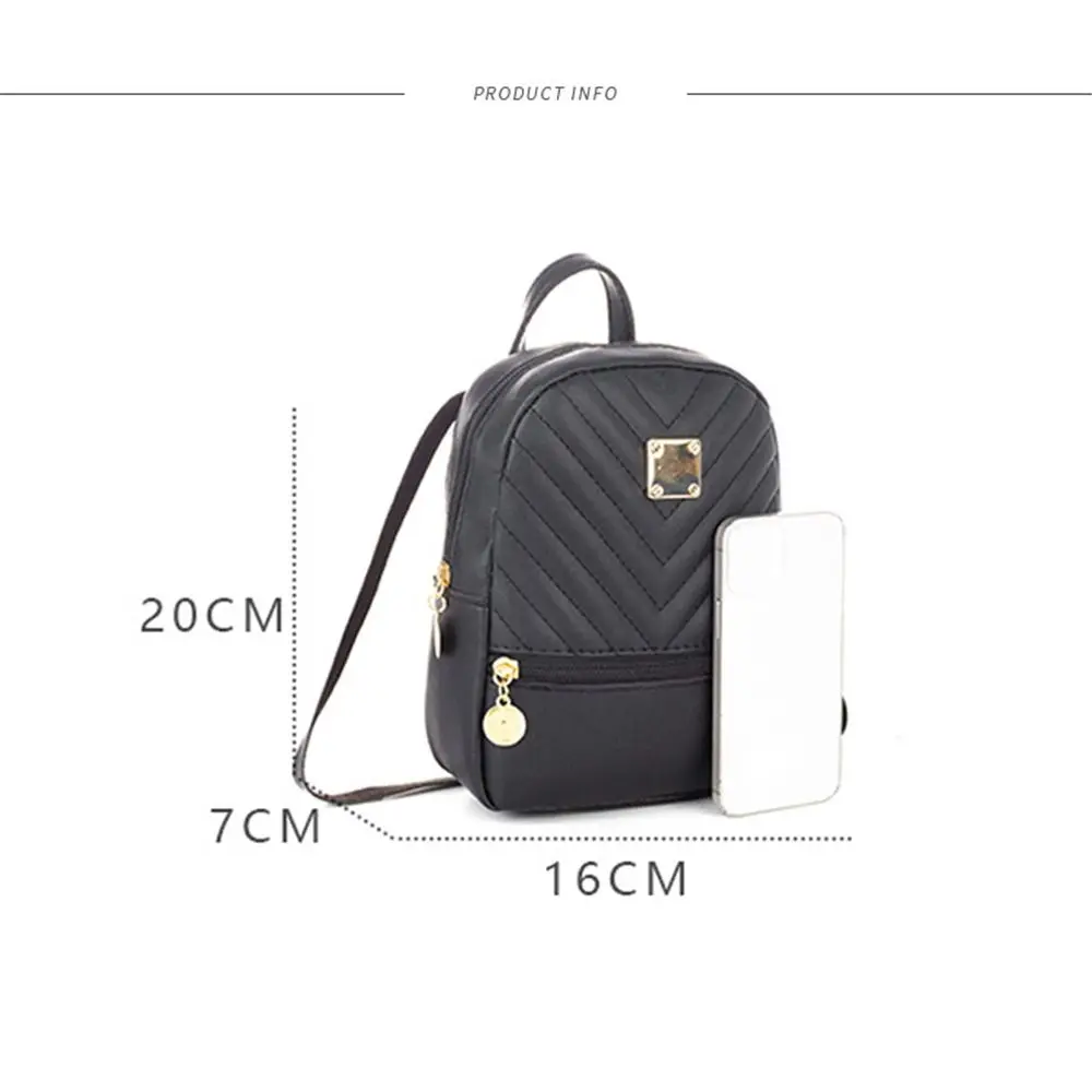 New Small Backpack Women Shoulder Bags Diamond Grids PU Leather Bag Fashion School Bags Casual Rucksack