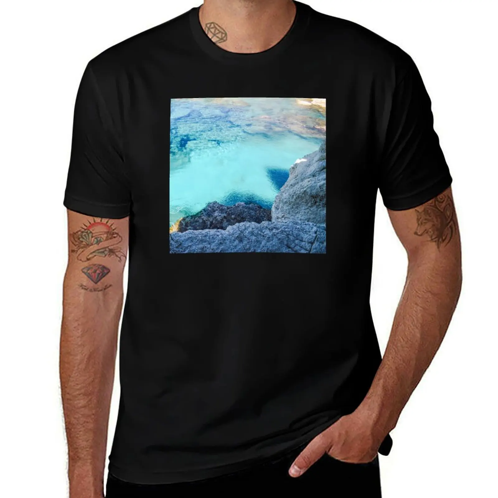 Sea, Transparent, Water, Clear, Turquoise, Nature T-Shirt Holiday Casual Short Sleeve Top T-Shirt