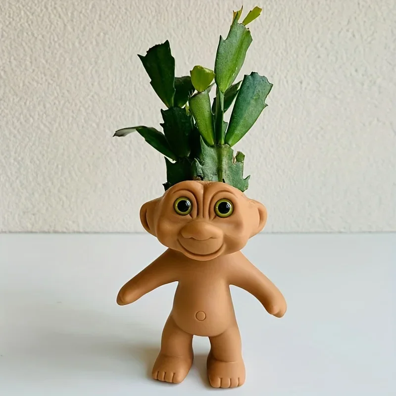 1pc Adorable Troll Planter - Unique & Quirky Kitsch Decor - Durable Resin Garden Accent for , Office & Outdoor Spaces - Playful