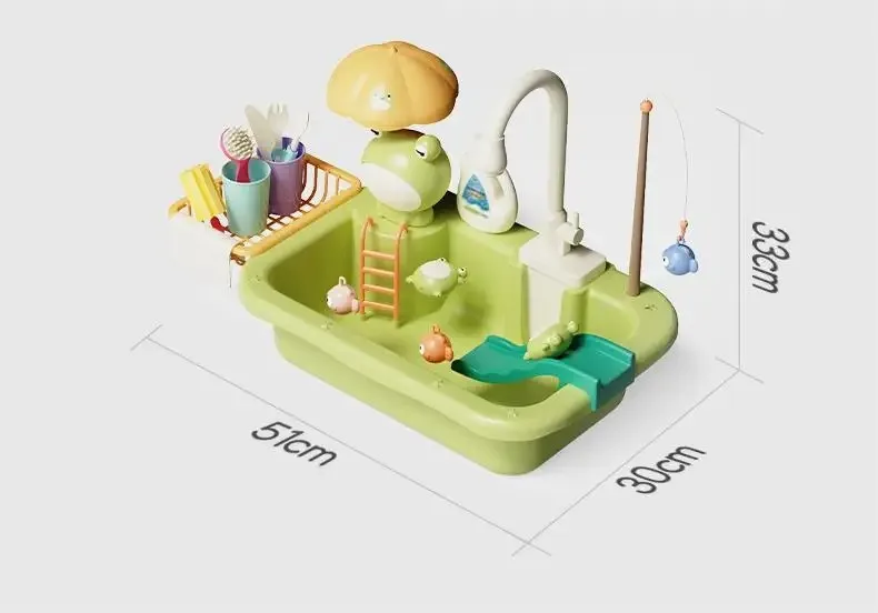 キッズキッチンシンクおもちゃ 電気食器洗い機&流水付き ごっこ遊び 食べ物釣りゲーム 3歳以上 女の子 男の子 誕生日ギフト用