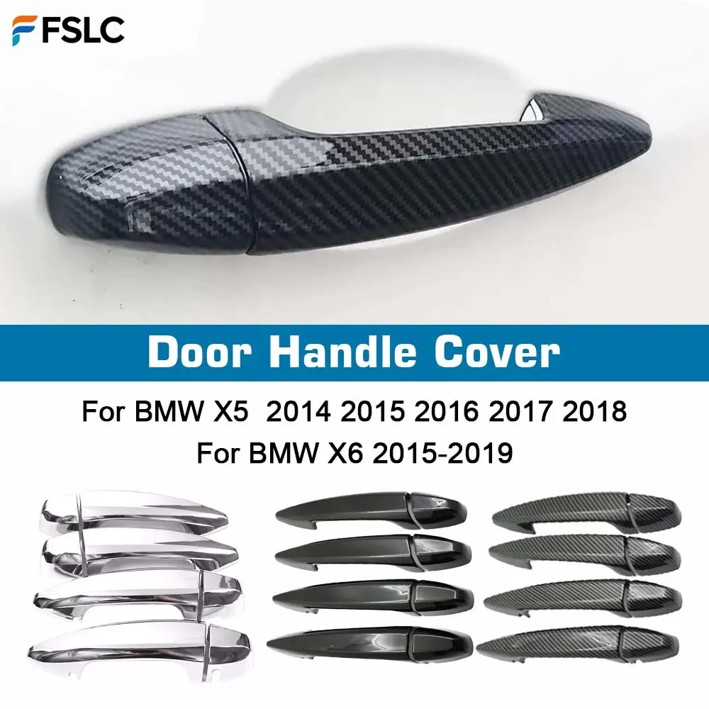 

Car Decoration Door Handle Cover For BMW X5 2014-2018 X6 2015-2019 Carbon Fiber Silver Black Cars Accessories Exterior Styling