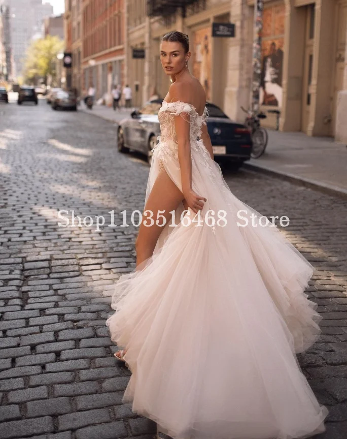 Elegant One Shoulder Wedding Dress 2024 Luxury White Applique A Line Formal Wedding Bridal Gowns Vestidos De Fiesta