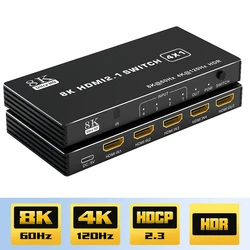 HDMI-compatible 2.1 Switch Splitter 120Hz 5-port 4K 120Hz Splitter Switcher CEC 48gbps Switch 8K with remote Dolby Vison