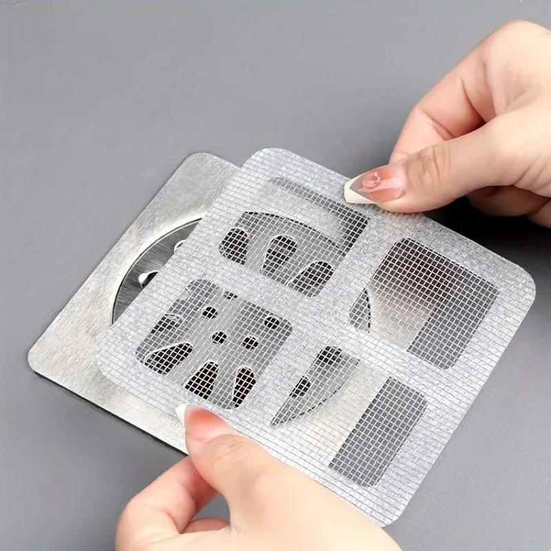 

10PCS Disposable Shower Drain Covers Hair Catchers for Shower Mesh Floor Sink Strainer Filter Mesh Stickers Bathroom 10X10CM